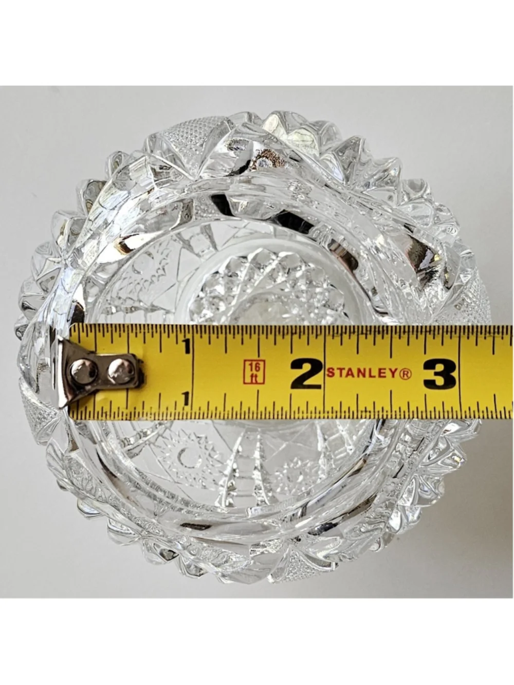 Vintage Pressed Glass Rose Bowl Small Squat Vase Hobstar & Crosshatch Pattern